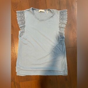 Sandro 2 flutter sleeve shirt Top women blue sleeveless